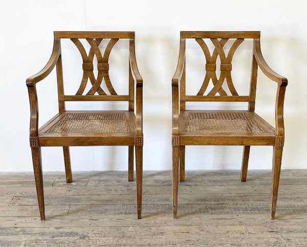 antique italian cane elbow armchairs