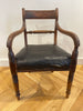 regency mahogany leather elbow chair