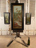 early antique triptych painting artworks reverse glass painted exotic birds in ebonised gilt frames circa 1880