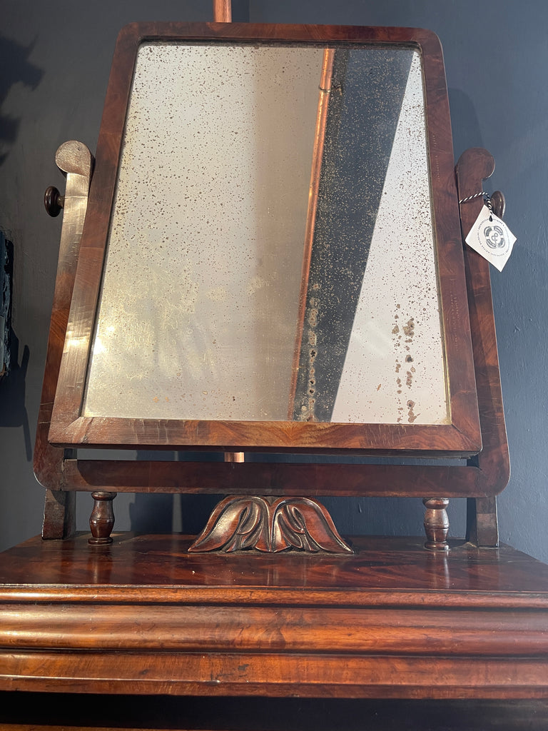 large french mahogany mirror with original foxed mercury glass