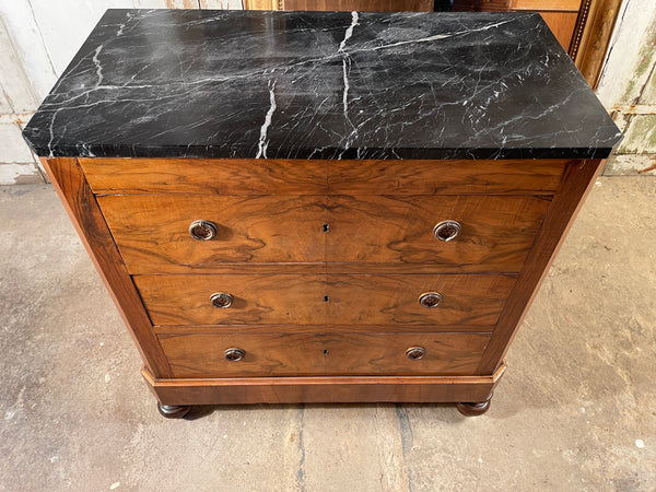 exceptional antique burr walnut marble french empire commode chest drawers circa 1840