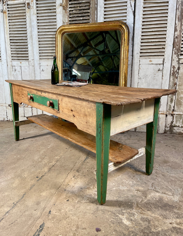 antique irish provincial three plank refectory farmhouse kitchen serving table/console circa 1850