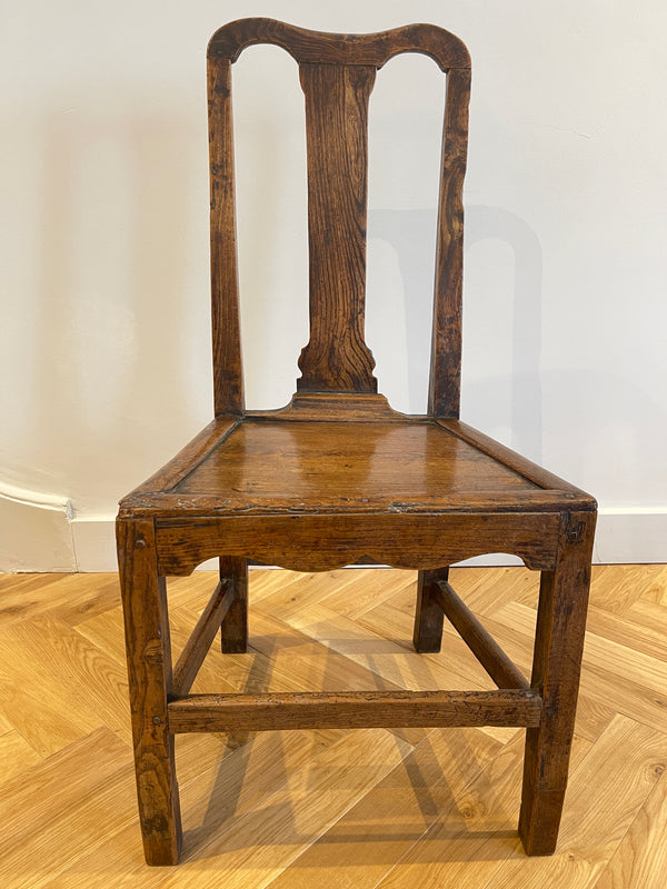 early english provincial elm stool back chair circa 1730