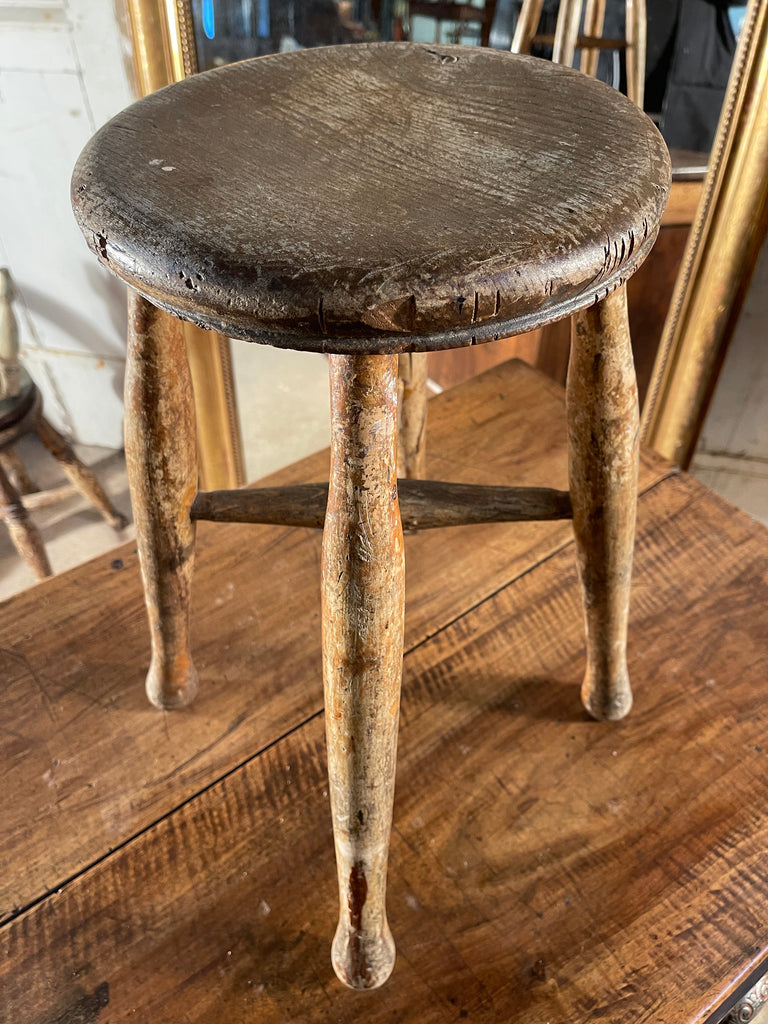 antique oak tavern stool seat