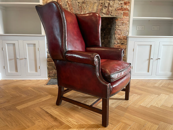 antique georgian leather wingback armchair