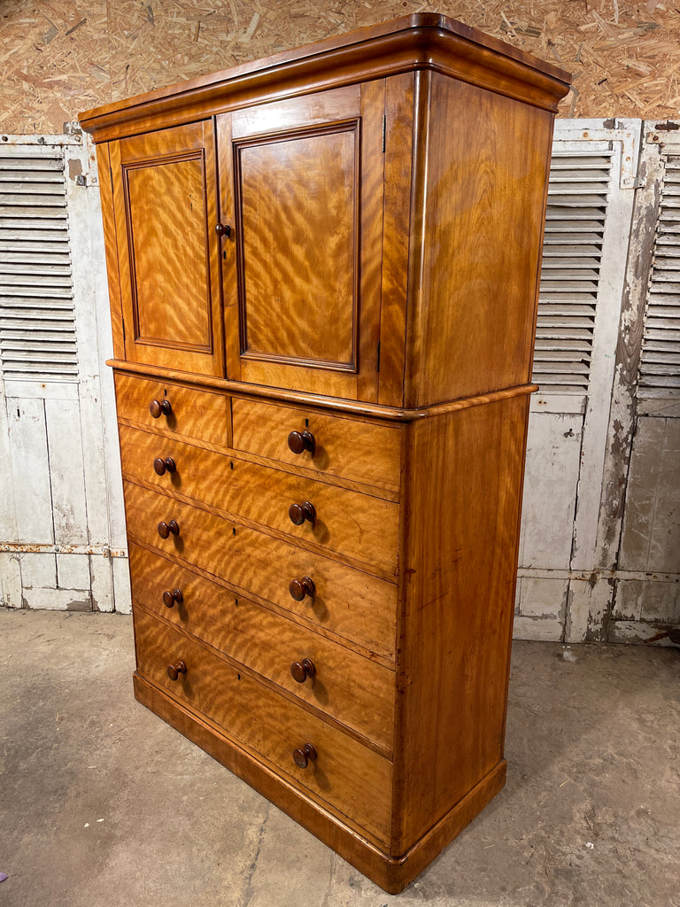 early rare antique satin birchwood heals & son victorian linen press/chest of drawers circa 1860 exceptional quality