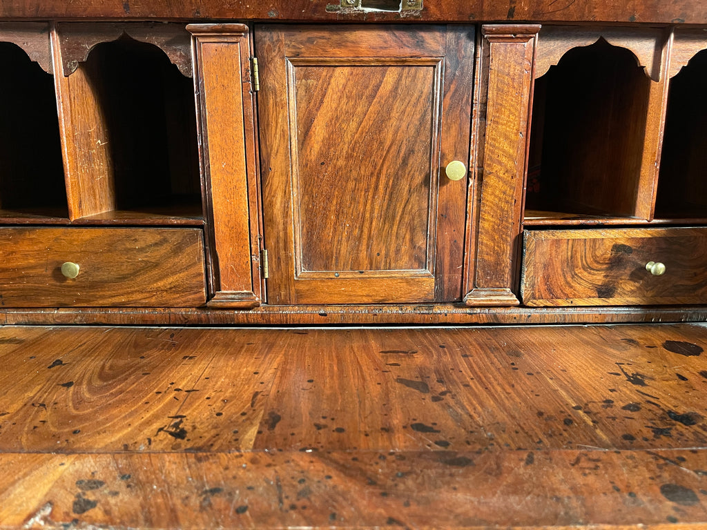an exceptional antique early georgian figured walnut bureau desk circa 1730