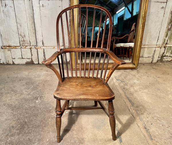 antique early georgian elm stick back provincial  windsor fireside chair circa 1760