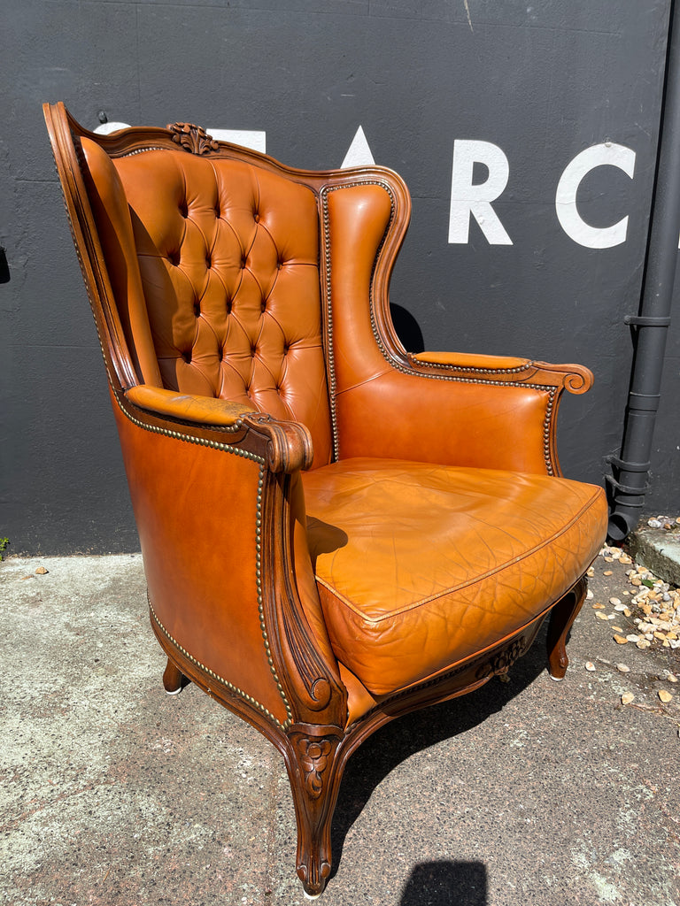 antique french leather armchairs