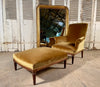stunning antique napoleon iii gold velvet french chaise armchair with oversize matching footstool circa 1840 exceptional reupholstering