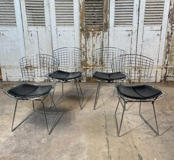 exceptional rare set of harry bertoia midcentury 420 wire chairs