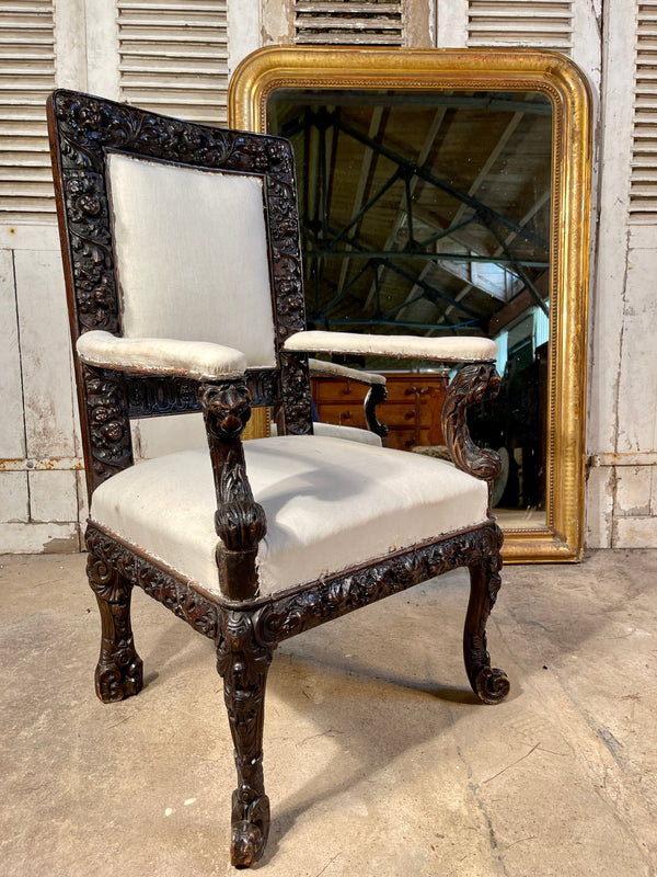 antique dutch carved hallway/side elbow chairs circa 1800