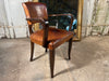 antique french leather moustache back bridge chair
