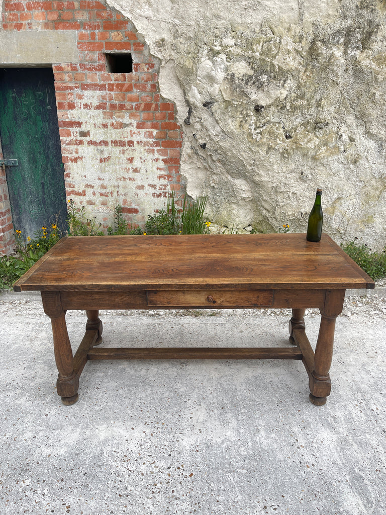 antique  french provincial farmhouse oak refectory dining table