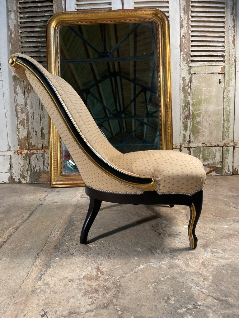 antique french ebonised day bed chair