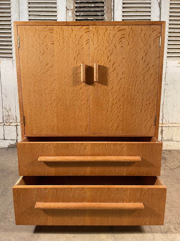 art deco heals of london limed oak tall boy chest cabinet circa 1930