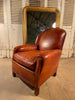 antique french moustache back leather studded club armchair