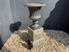 victorian cast iron garden planter urn on plinth