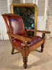 antique colonial teak & leather plantation chair circa 1890
