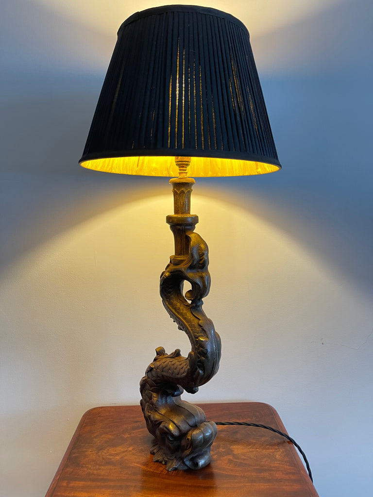 exceptional antique cast iron dolphin sofa lamp desk light circa 1860 salvaged from brighton west pier