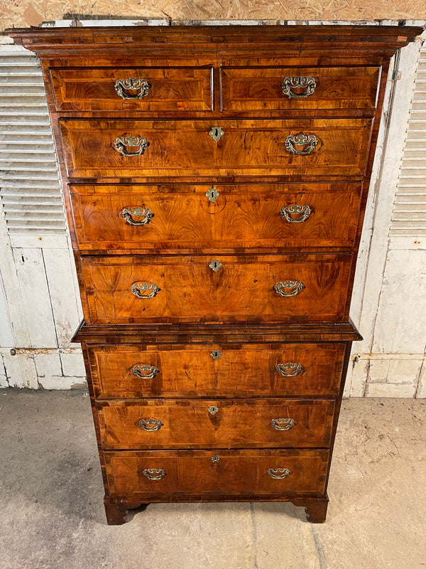 antique georgian  george ii walnut tallboy/chest-on-chest circa 1730