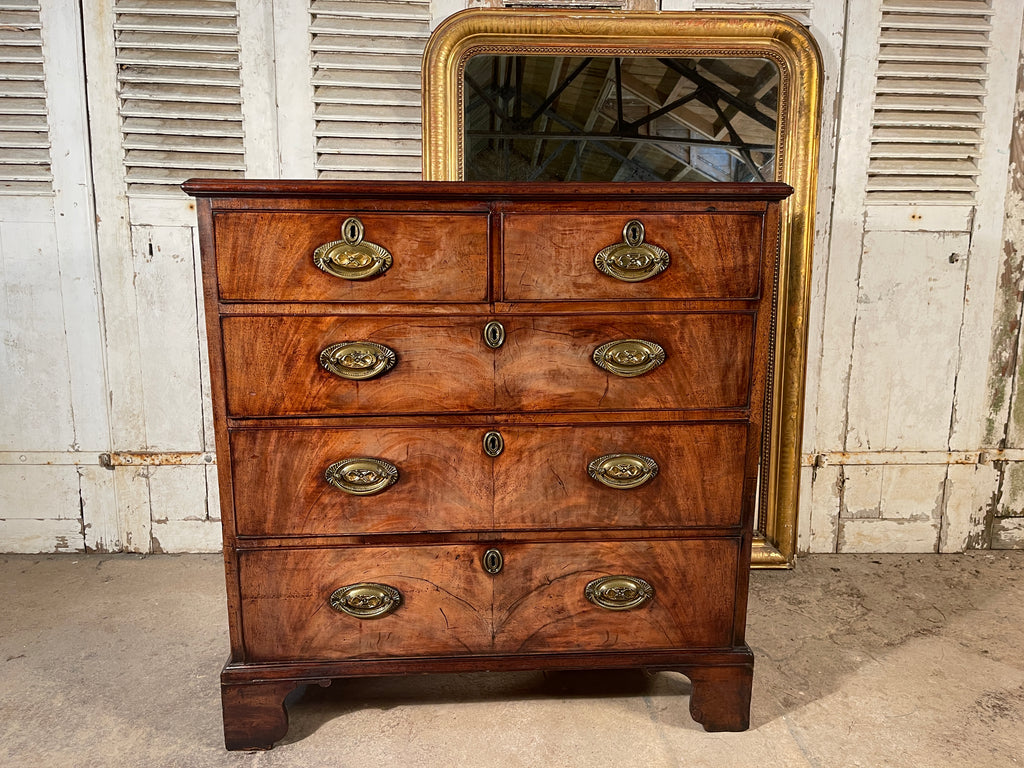 early georgian regency antique flame mahogany  chest of drawers