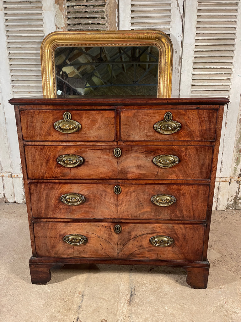 early georgian regency antique flame mahogany  chest of drawers