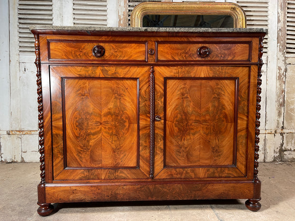 beautiful superior quality antique flame mahogany french empire marble console sideboard cabinet circa 1870