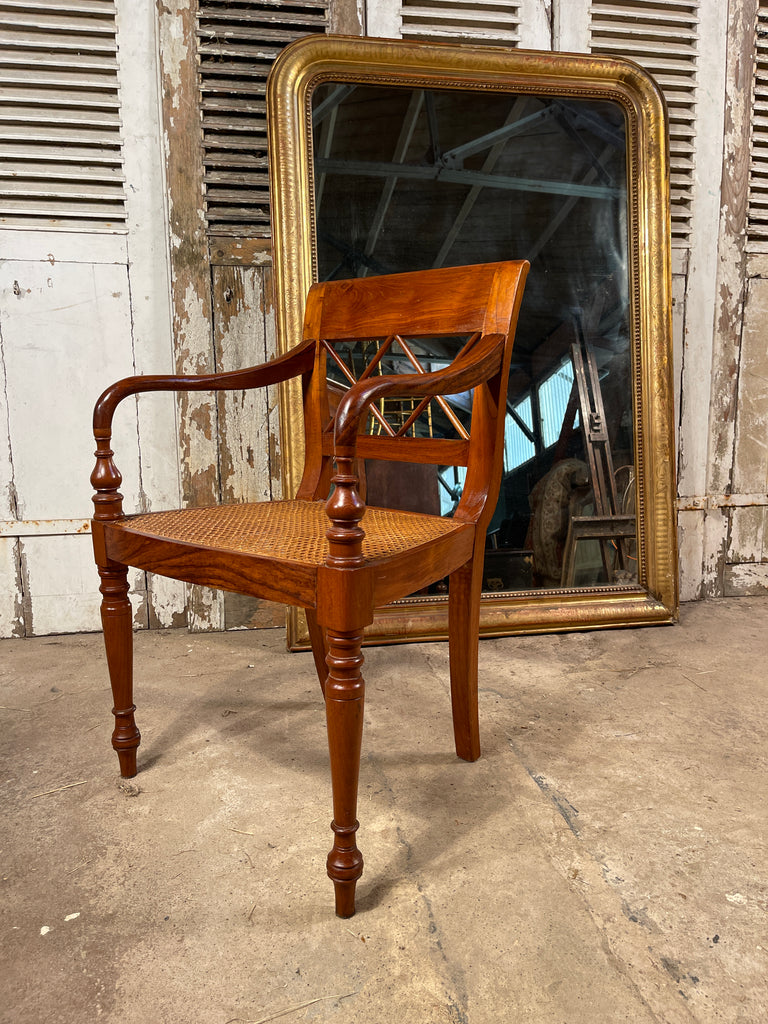 antique english regency cane library elbow chair circa 1840