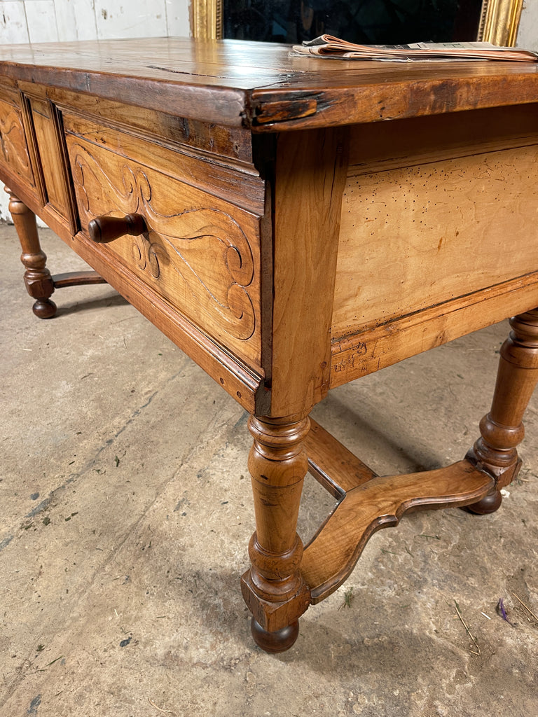 early antique french provincial château provincial elm preparation table kitchen island/console circa 1780