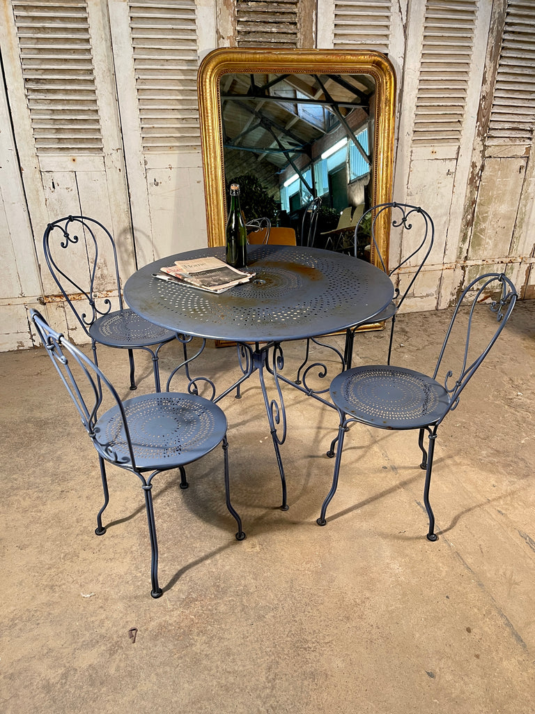 Vintage Wrought Wrought Iron Outdoor Dining Set Vintage Wrought