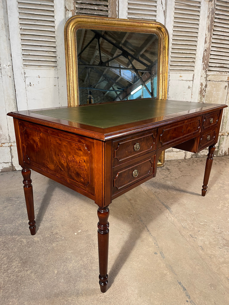 exceptional burr walnut mahogany leather georgian style desk