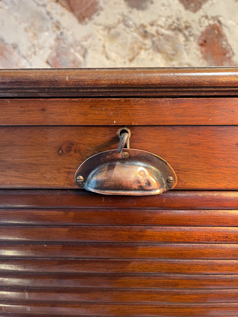 antique oak tambour drawer filing cabinet bedside table