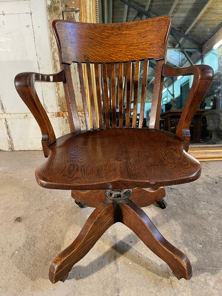 antique oak captains desk chair wm angus & co