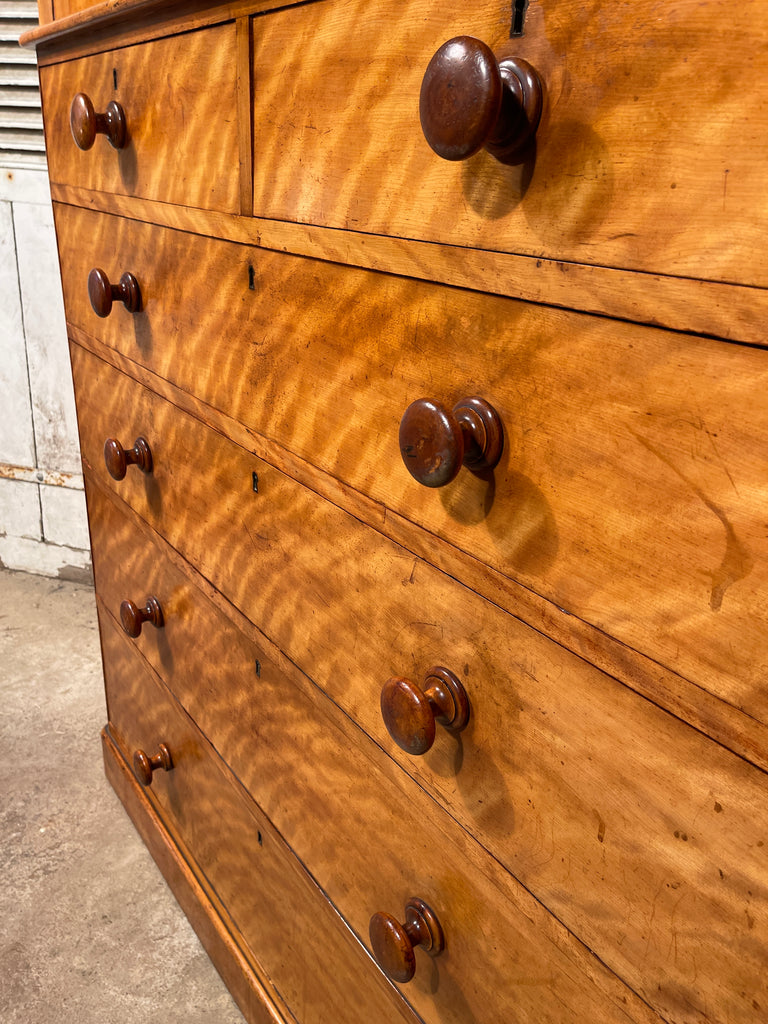 early rare antique satin birchwood heals & son victorian linen press/chest of drawers circa 1860 exceptional quality