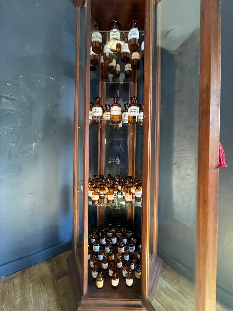 vintage chemists apothecary glass bottles