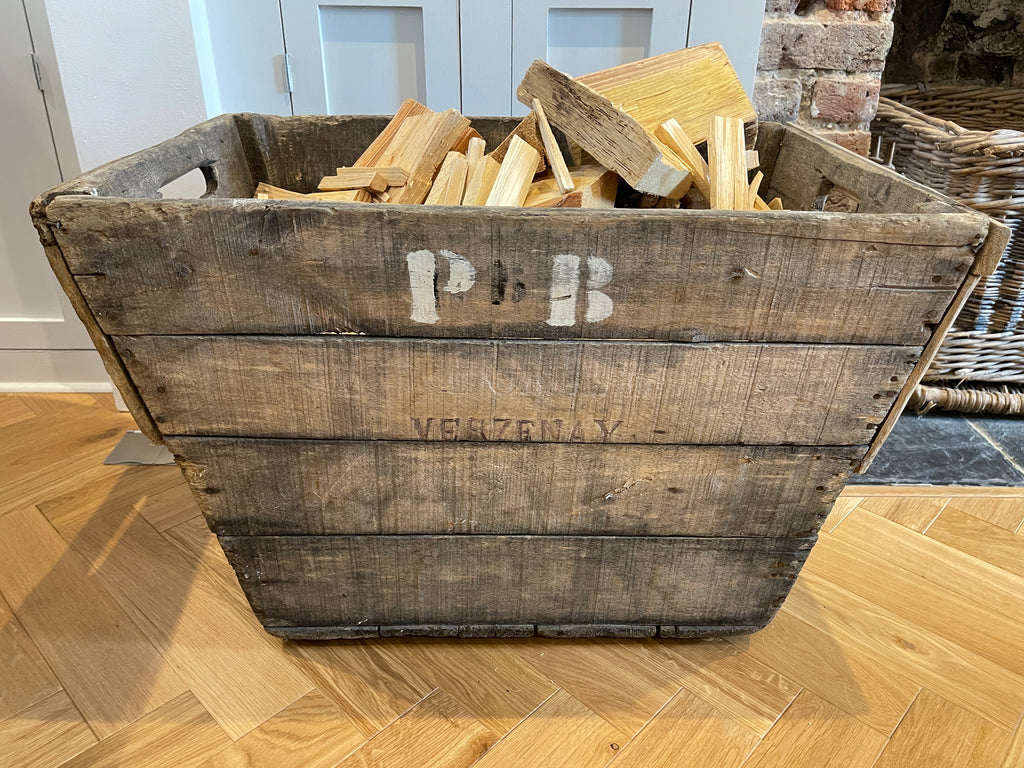 antique french champagne vinery crates wood basket linen basket möet et chandon
