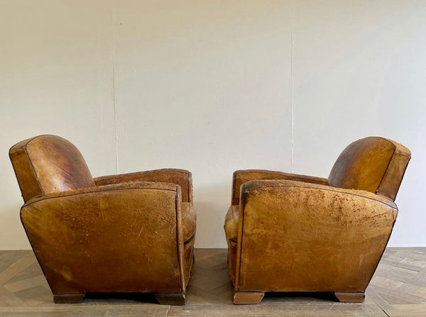 antique french leather club chairs