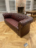 exceptional oxblood leather chesterfield antique hand dyed sofa.