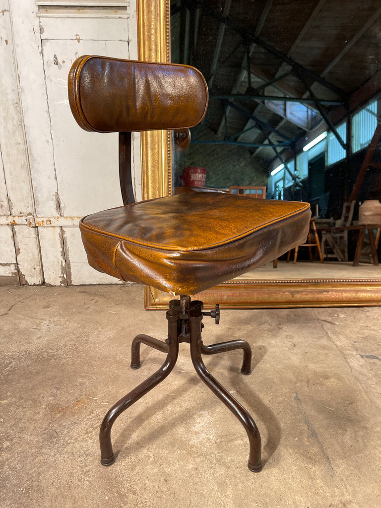 rare industrial adjustable engineers chair from the rolls royce factory crewe & from the estate of beatrice shilling designer of the merlin aeronautical engine circa 1940