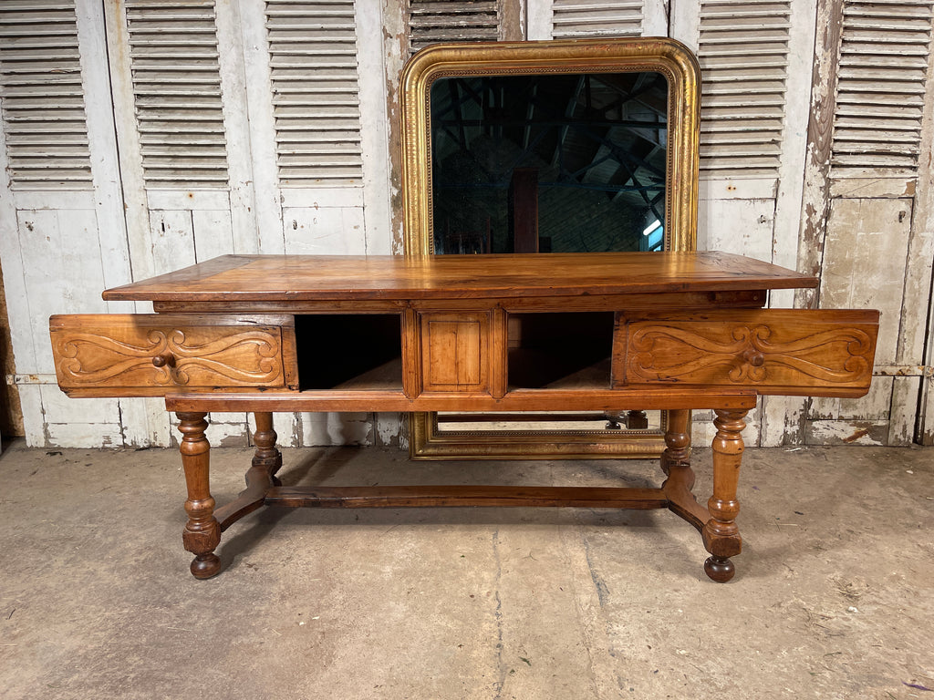 early antique french provincial château provincial elm preparation table kitchen island/console circa 1780