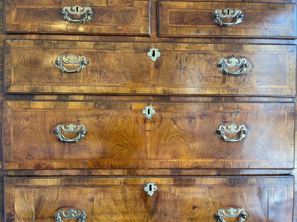 antique georgian walnut tall boy chest drawers