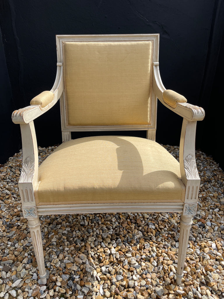 antique early french fauteuil chairs original paint
