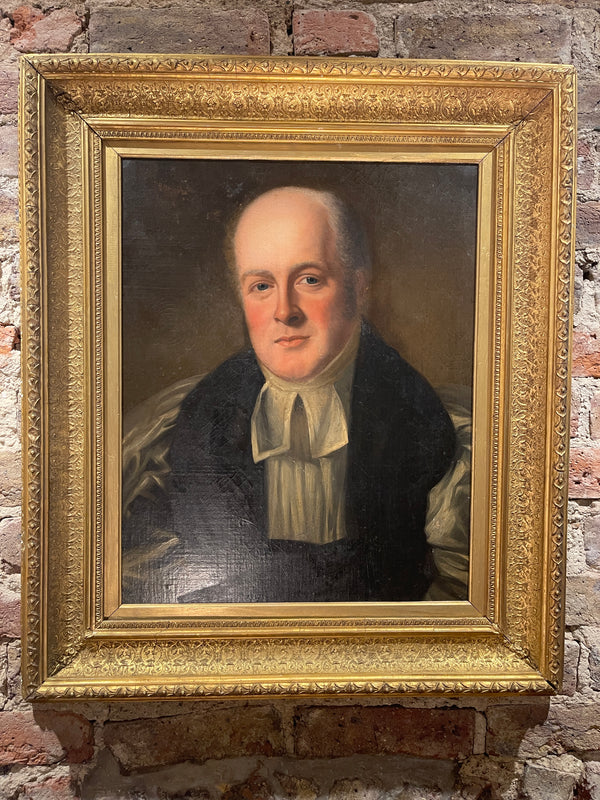 large early antique english portrait painting of gentleman oil on canvas circa 1835