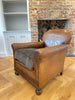 antique french cloud back conker leather studded club armchair