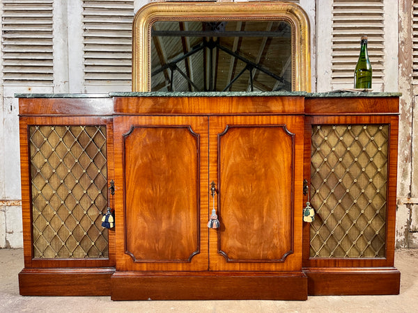 antique georgian style mahogany marble breakfront bookcase console