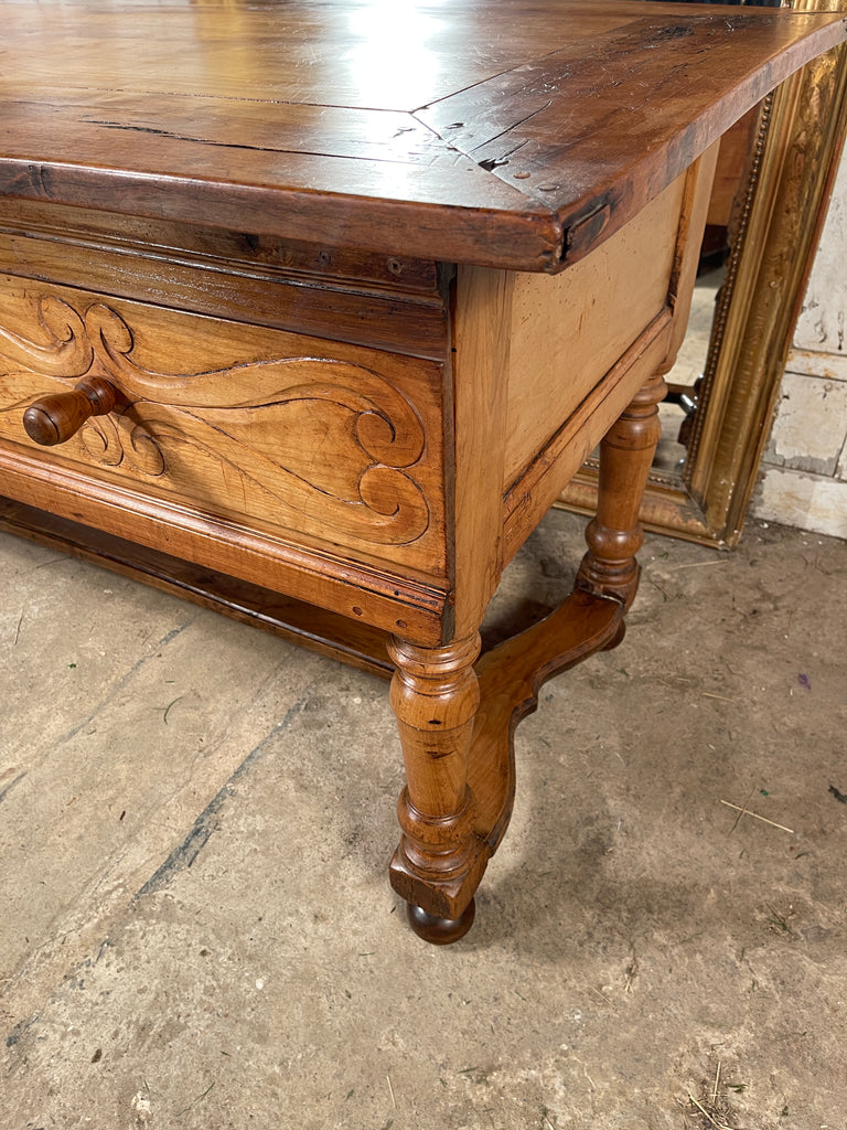 early antique french provincial château provincial elm preparation table kitchen island/console circa 1780