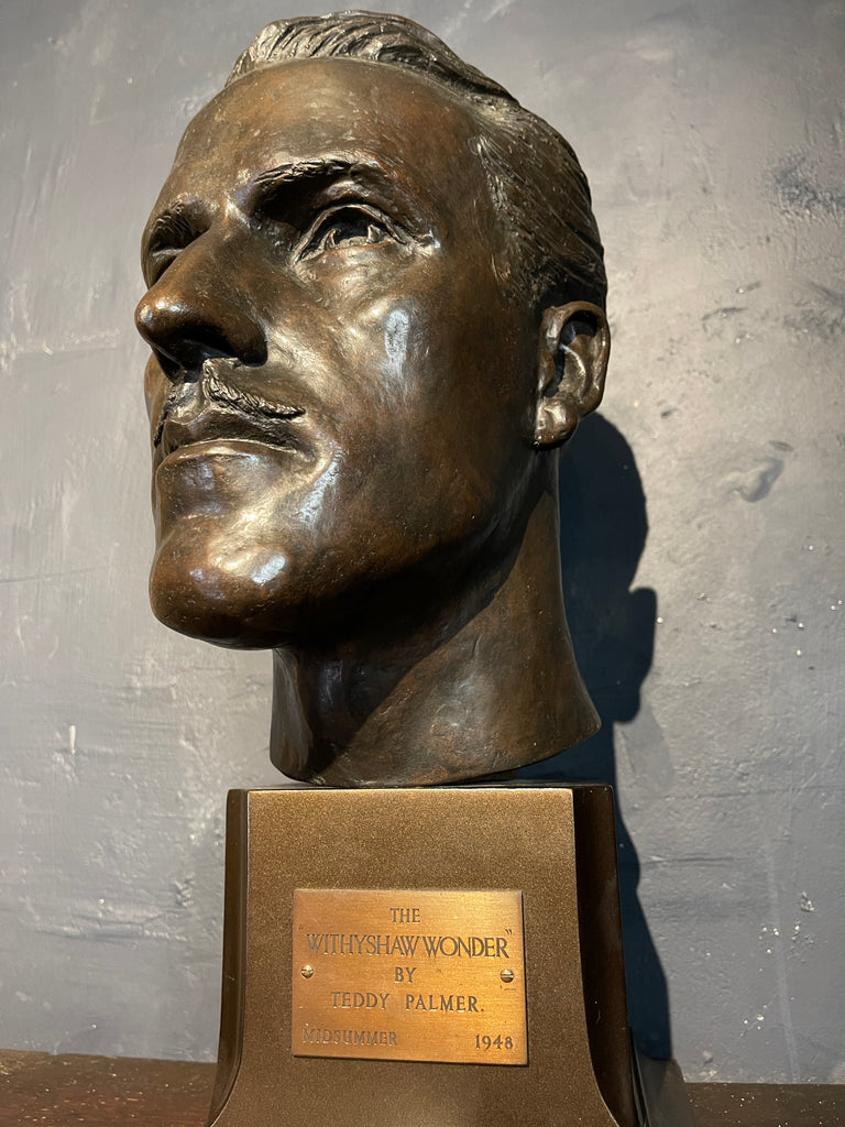 antique bronze head of footballer the withyshaw wonder