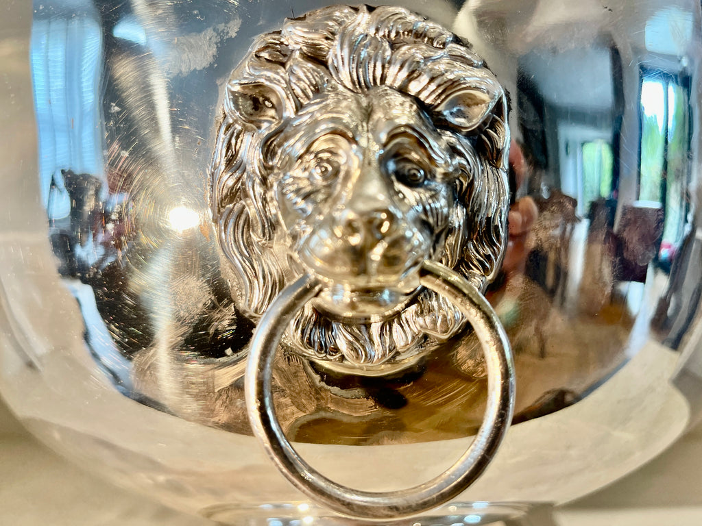 large antique silver centre piece lion head champagne ice bucket bowl stamped with sheffield hallmark circa 1910