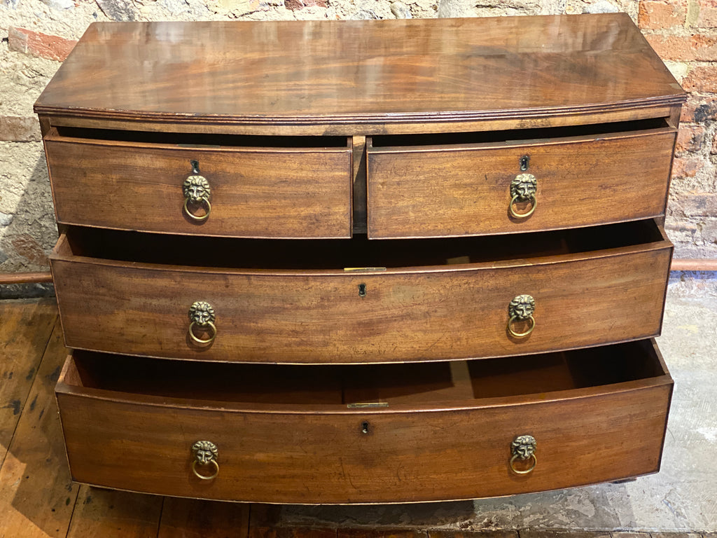 early georgian mahogany bow front chest of drawers